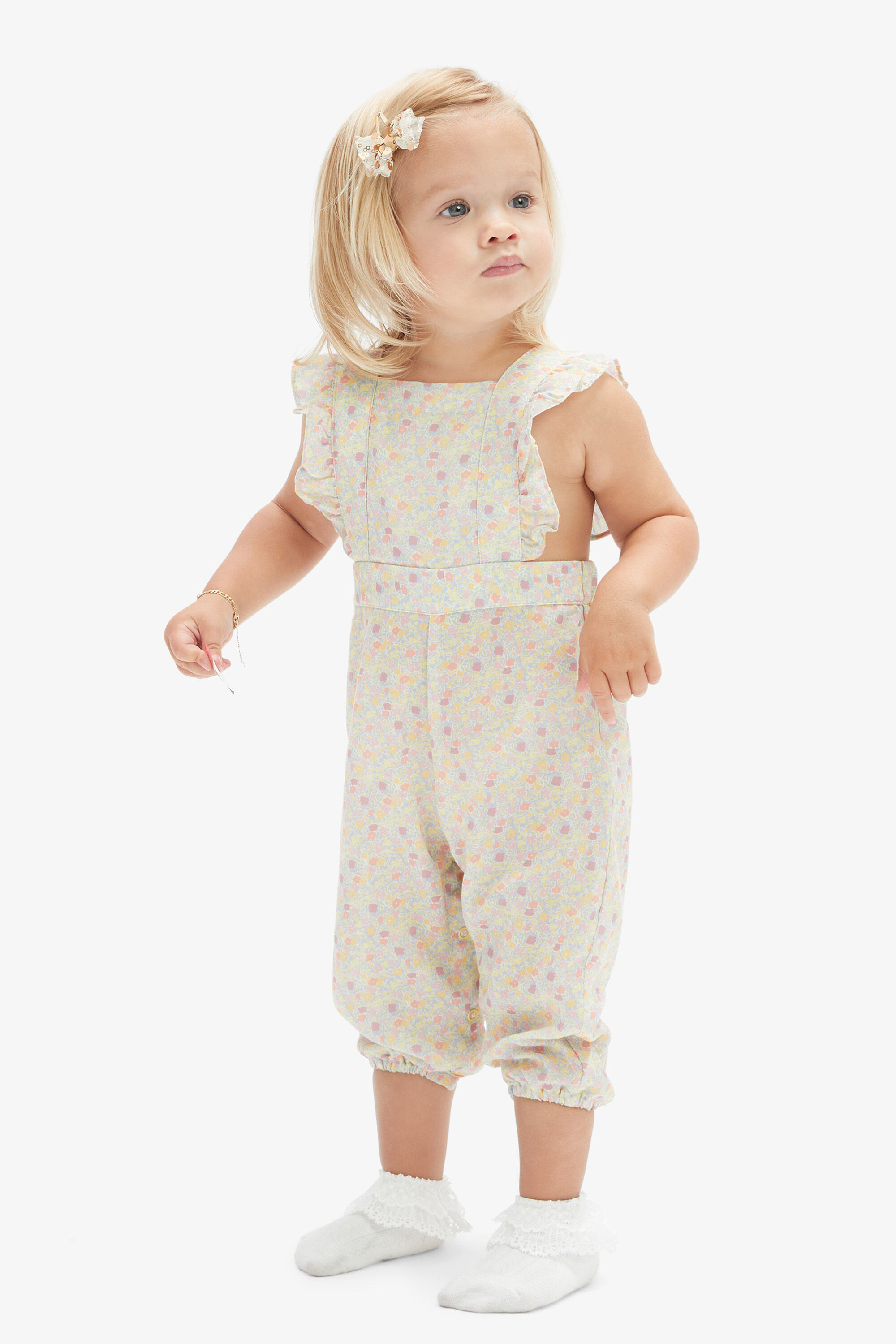 Baby Girl Estelle Ditsy Overall In Ditsy Garden Bardot Junior